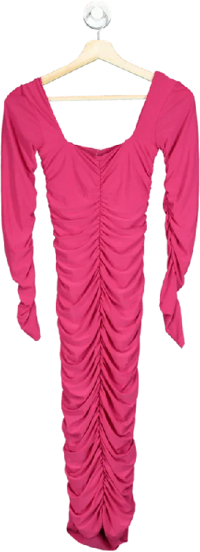 Club L Pink Long Sleeve Ruched Dress UK 8