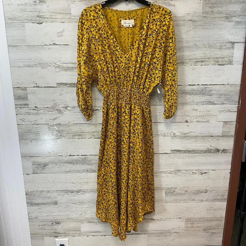 Dress Casual Midi By Anthropologie In Yellow, Size: Xs