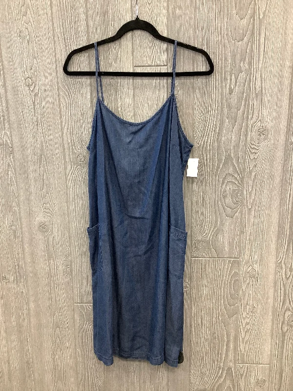 Dress Casual Midi By Calvin Klein In Blue, Size: L