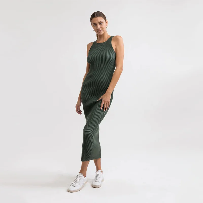 Olina Knit Midi Dress (Marine Green)