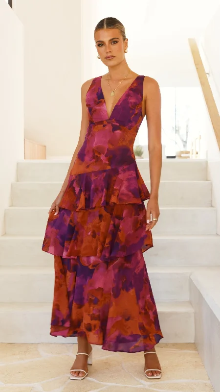 Sachiko Maxi Dress - Purple Print