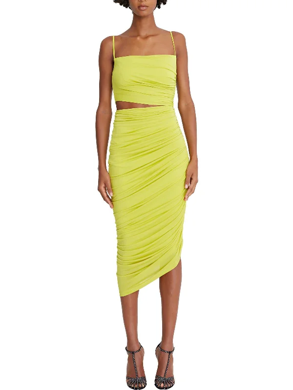 Womens Cut-Out Midi Cocktail and Party Dress