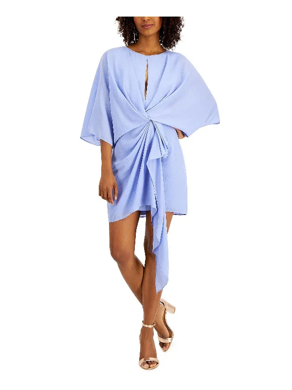 Womens Draped Mini Cocktail and Party Dress