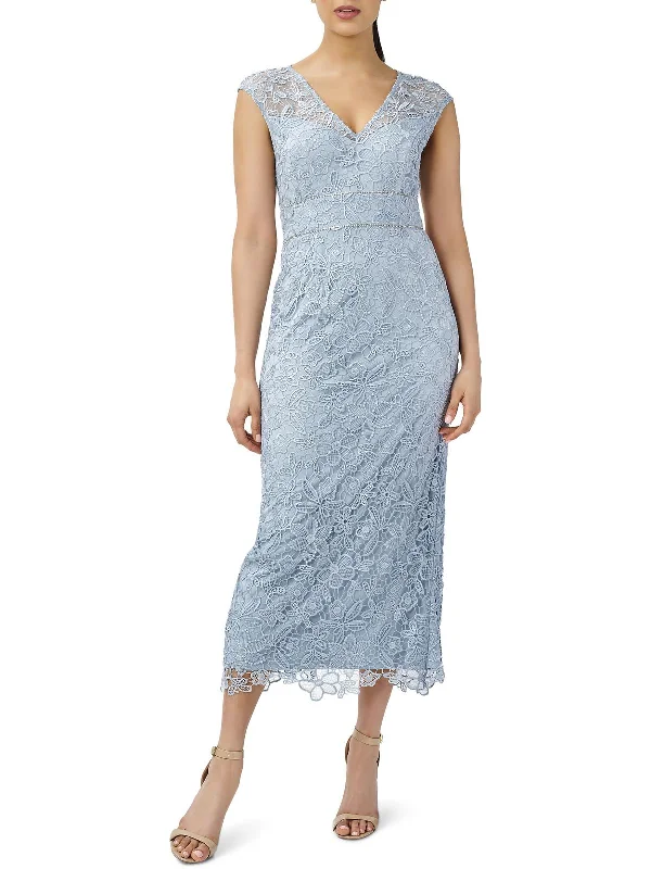 Womens Embellished Midi Cocktail and Party Dress