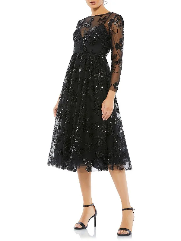 Womens Sequin Beaded Cocktail and Party Dress