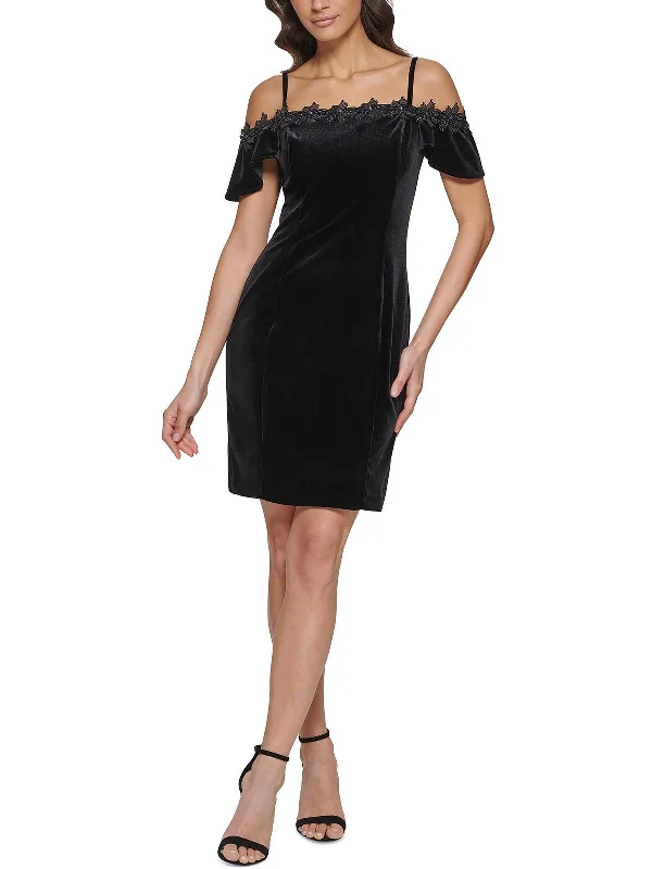 Womens Velvet Mini Cocktail and Party Dress