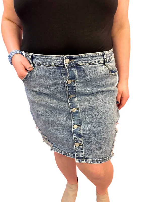 High Waisted Denim Skirt In Acid Wash