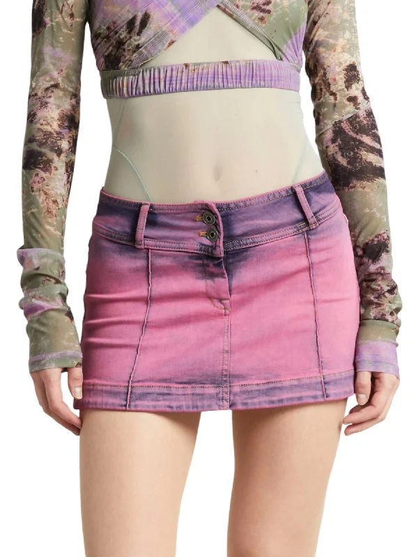 Washed Denim Mini Skirt In Violet