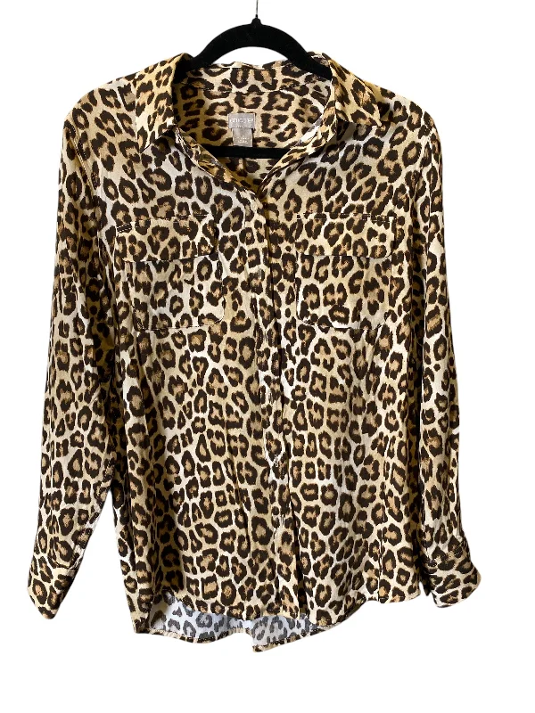 Blouse Long Sleeve By Chicos In Animal Print, Size: M