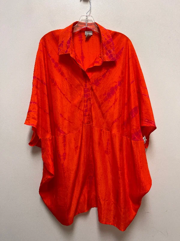 Blouse Long Sleeve By Chicos In Orange & Pink, Size: L