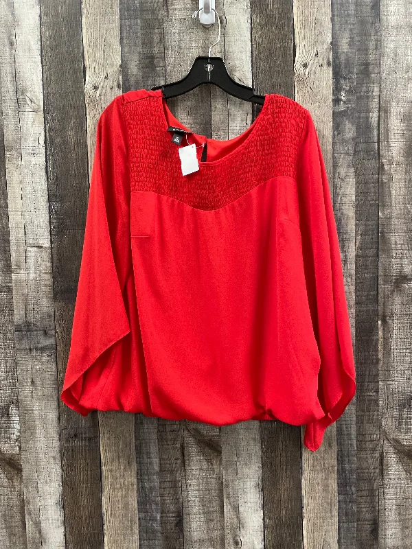 Blouse Long Sleeve By Cme In Red, Size: Xl