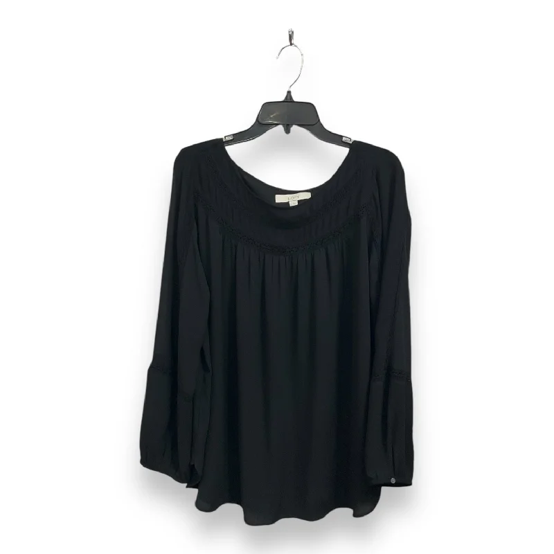 Blouse Long Sleeve By Loft In Black, Size: Xl