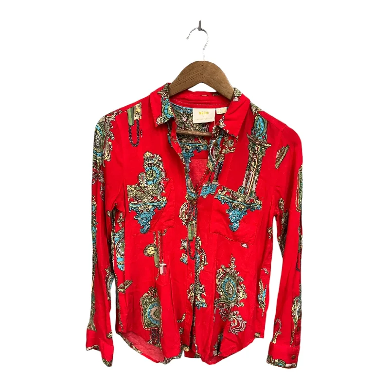 Blouse Long Sleeve By Maeve In Red, Size: S