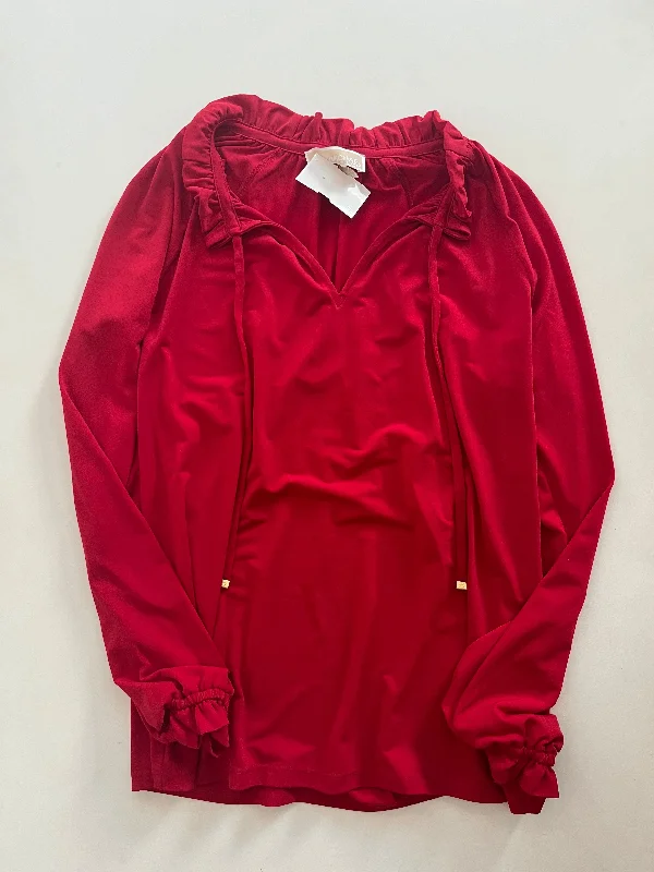 Blouse Long Sleeve By Michael Kors In Red, Size: Xs