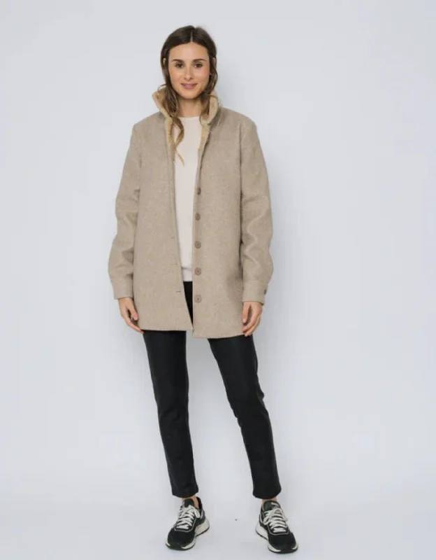 Orb Cora-High Neck Jacket OATMEAL