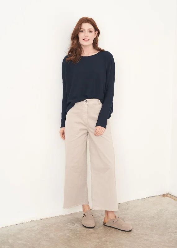 DUCHESS WIDE LEG CROPPED TROUSER - OATMEAL