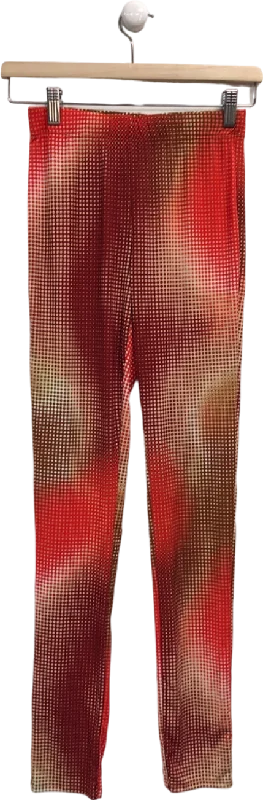 Fashion Nova Red Multi-Colour Leggings UK S