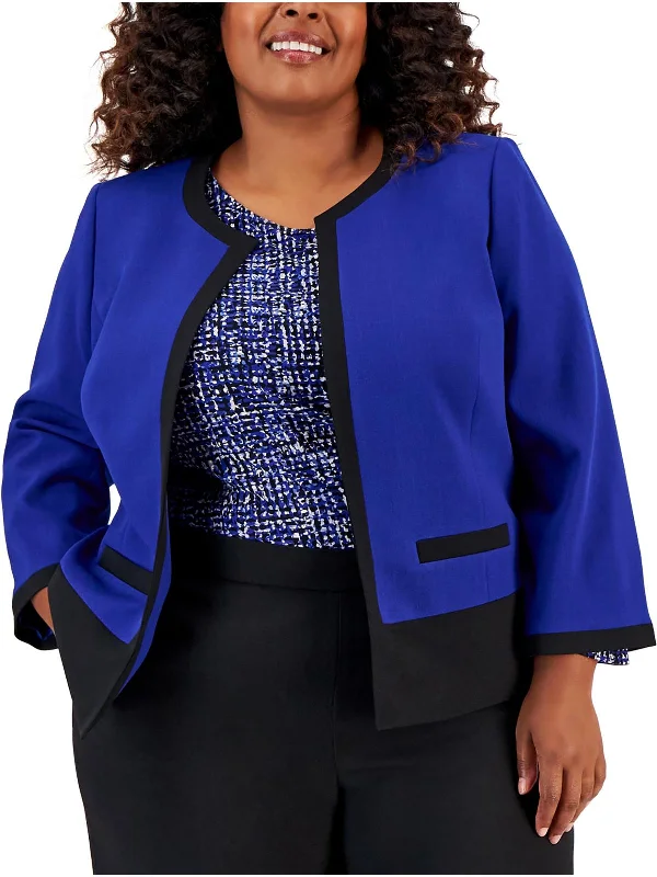 Plus Womens Lined Business Open-Front Blazer