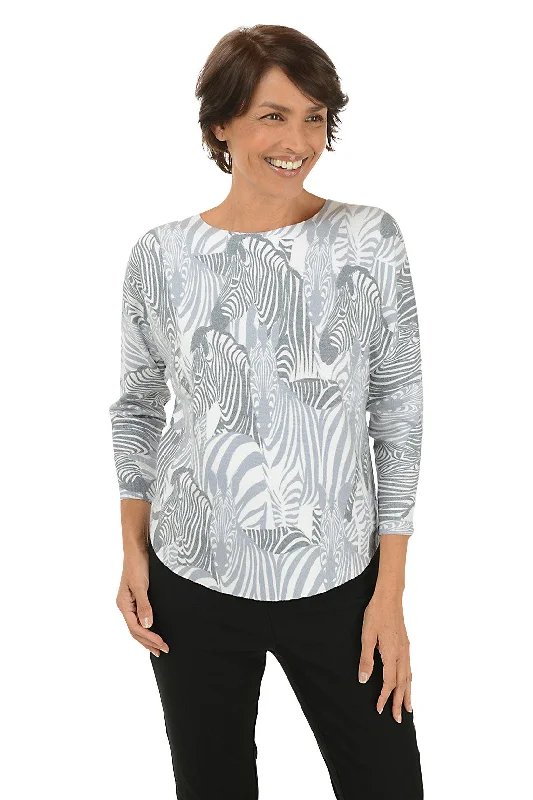 Zebra Dazzle 3/4 Dolman Sleeve Sweater