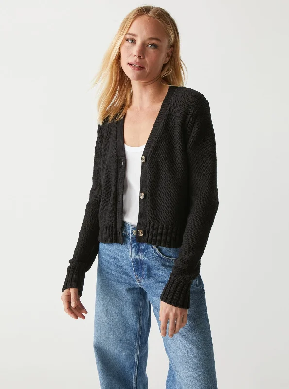 Fran Cropped Cardigan - Black